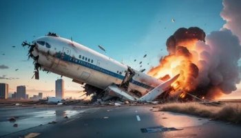 Звуки крушения самолёта, взрыва